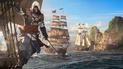 Edward Kenway's Pirate Fleet Adventure - free gaming wallpaper 10000×5625