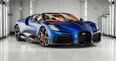 Blue Bugatti W16 Mistral Hypercar in Motion - free cars & vehicles wallpaper 5512×2880