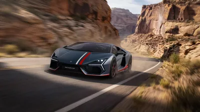 Lamborghini Revuelto Racing Through Desert Canyon - free cars & vehicles wallpaper 5120×2880