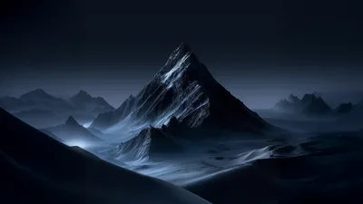 Ethereal Mountain Peak in Blue Twilight - free nature wallpaper 5120×2880