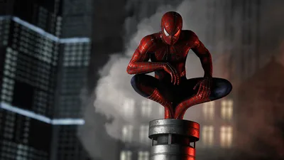 Spider-Man Perched Over The City - free gaming wallpaper 5120×2879