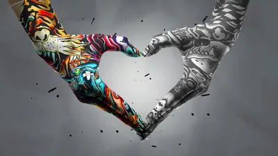 Colorful Heart Tattoo in Love's Embrace - free kids & cute wallpaper 5120×2880
