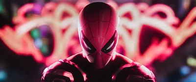 Neon Spider in the Darkness - Marvel's Intense Hero - free gaming wallpaper 6895×2880