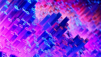 Neon Digital Towers in Vibrant 3D Space - free technology wallpaper 3840×2160