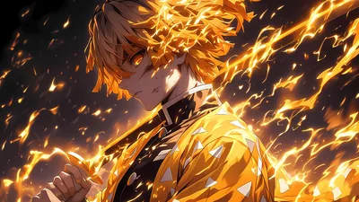Zenitsu's Thunder Breathing: Electric Fury - free anime wallpaper 5120×2880