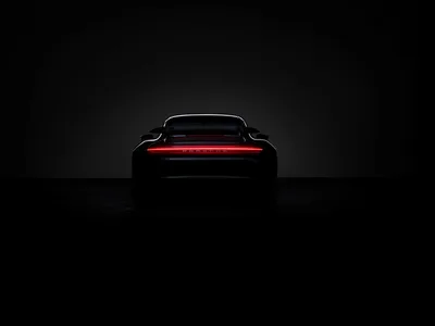 Porsche 911 Turbo S: Neon Silhouette - free dark wallpaper 3840×2880