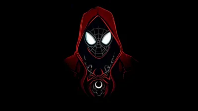 Miles Morales Neon Red Hoodie Spider-Verse Dark - free dark wallpaper 5120×2880