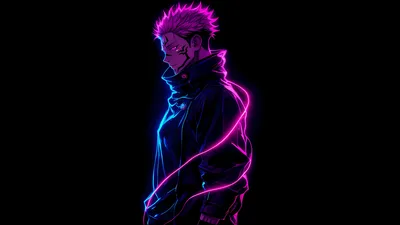 Neon Rivals: Sukuna & Gojo AMOLED - free dark wallpaper 5120×2880