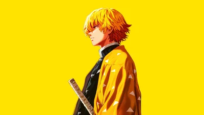 Zenitsu's Golden Thunder - Demon Slayer 5K - free anime wallpaper 5120×2880