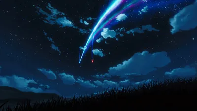 Celestial Comet's Fall - Your Name's Eternal Meteor - free anime wallpaper 7680×4320