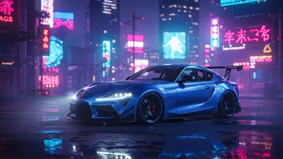Neon Dreams: GR Supra in the City Lights - free cars & vehicles wallpaper 5120×2880