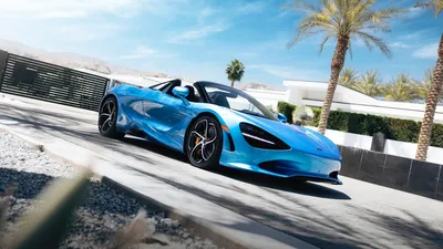 Ludus Blue McLaren 750S Spider in Desert Paradise - free cars & vehicles wallpaper 7680×4320