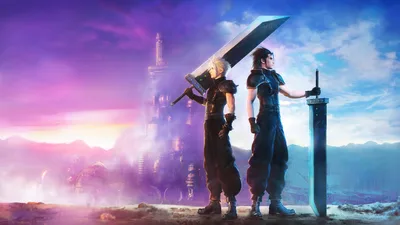 Final Fantasy VII Heroes Rise in Purple Skies - free gaming wallpaper 11520×6480