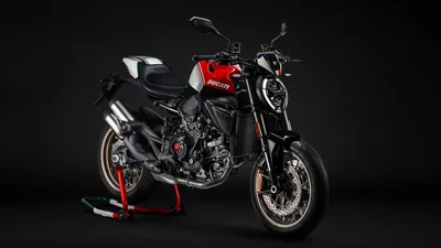 Ducati Monster 100 Legacy in Red and Black - free dark wallpaper 7680×4320