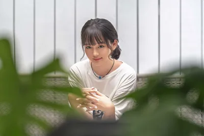 Young Woman in White Shirt Among Green Plants - free people & portraits wallpaper 5120×3418