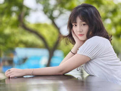 Young Woman in White Shirt by Pool in Natural Light - free people & portraits wallpaper 4096×3072