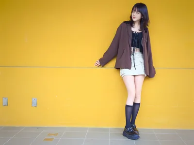 Young Woman Posing Against Bright Yellow Wall - free people & portraits wallpaper 4092×3068