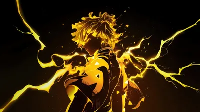 Electric Thunder: Zenitsu's Golden Power - free anime wallpaper 5120×2880
