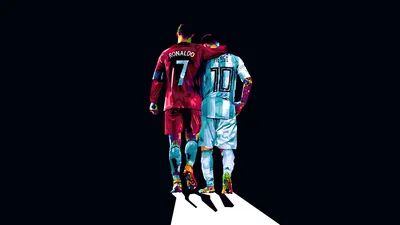 Ronaldo vs Messi Pop Art Rivalry - free sports wallpaper 7680×4320