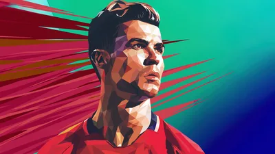 Cristiano Ronaldo Low Poly Portrait 5K - free sports wallpaper 5120×2880