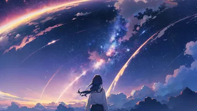 Celestial Dreams Under the Cosmic Sky - free anime wallpaper 5120×2880