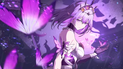 Castorice's Violet Butterfly Magic - free anime wallpaper 5120×2880