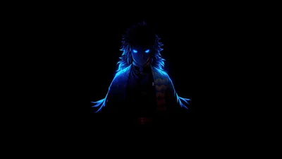 Giyu's Ethereal Blue Glow - Demon Slayer AMOLED - free dark wallpaper 3840×2160