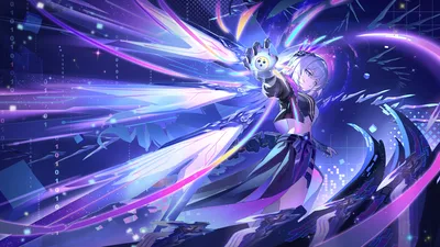 Silver Wolf's Neon Ascension - free anime wallpaper 5120×2880