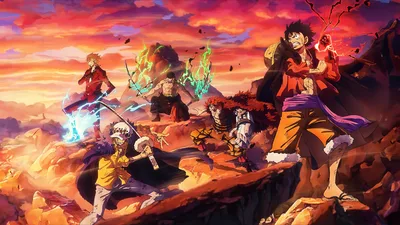 Straw Hat Crew's Fiery Adventure - free anime wallpaper 5120×2880