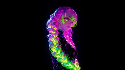 Neon Dreams: Mitsuri's Radiant Soul - free anime wallpaper 3840×2160