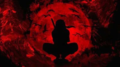 Itachi's Crimson Darkness Under The Red Moon - free anime wallpaper 3840×2160
