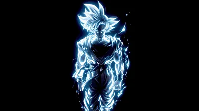 Ultra Instinct Goku Neon Glow 5K AMOLED - free dark wallpaper 5120×2880