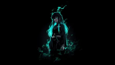 Muichiro's Neon Abyss - Demon Slayer 5K - free dark wallpaper 5120×2880