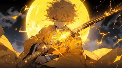 Golden Thunder: Zenitsu's Blazing Ascension - free anime wallpaper 5120×2880