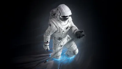 Astronaut Drifting Through Deep Space Dust - free space wallpaper 5120×2880