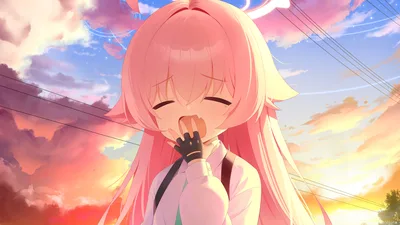 Hoshino's Dreamy Sunset Yawn - free anime wallpaper 7680×4320