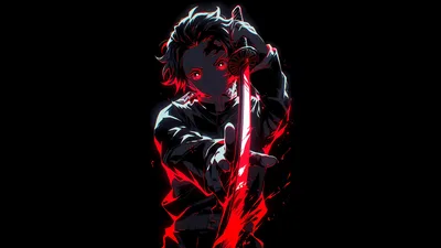 Tanjiro's Crimson Blade - Demon Slayer AMOLED - free dark wallpaper 5120×2880