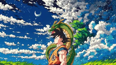 Goku and Shenron's Sky Dream in 5K - free anime wallpaper 5120×2880