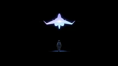 Solitary Pilot Beneath The Fighter's Glow - free dark wallpaper 5120×2880