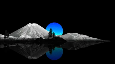 Blue Moon Rising Over Snowy Mountains - free nature wallpaper 5120×2880