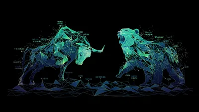 Bull & Bear Market Clash - Trading Digital Art - free dark wallpaper 3840×2160