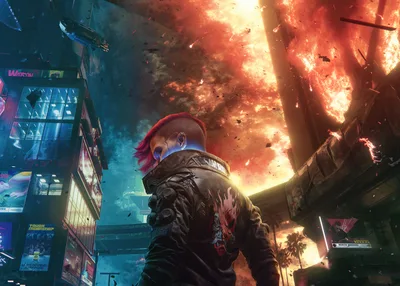 Neon Samurai Rising Through Apocalyptic Flames - free gaming wallpaper 5120×3657