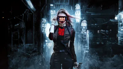Cyberpunk 404: Lost in Future Neon - free sci-fi wallpaper 5120×2880