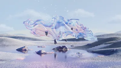 Ethereal Windows: Surreal Winter Landscape - free abstract wallpaper 3840×2160