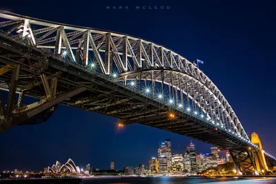 Sydney Harbour Bridge Glowing at Night - free city & urban wallpaper 5543×3688
