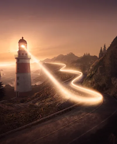Lighthouse Guide Through Winding Coastal Dreams - free photography wallpaper 3840×4744