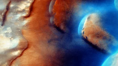 Mars Dunes: Aerial Desert Landscape in 5K - free space wallpaper 5120×2880