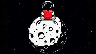 Astronaut's Love In The Cosmos - free dark wallpaper 5120×2880