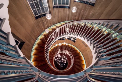 Spiral Descent Through Wooden Curves - free architecture wallpaper 7273×4877