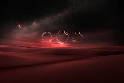 Crimson Desert Dreams: Celestial Circles in the Night - free nature wallpaper 4000×2667